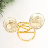 Подсвечник металл, стекло на 2 свечи "Два сердца" d-4,5 см золото 14х6,5х17,5 см
