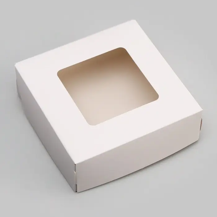 Коробка пищевая, с окном, белый, 11,5 х 11,5 х 4 см