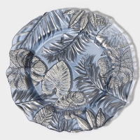 Тарелка стеклянная &laquo;Арабис&raquo;, d=28 см, цвет голубой