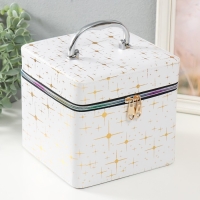 Шкатулка кожзам с зеркалом "Вспышка на белом" н-р 3 шт 16,5х16,5х14 15х15х10,5 19х19х19 см