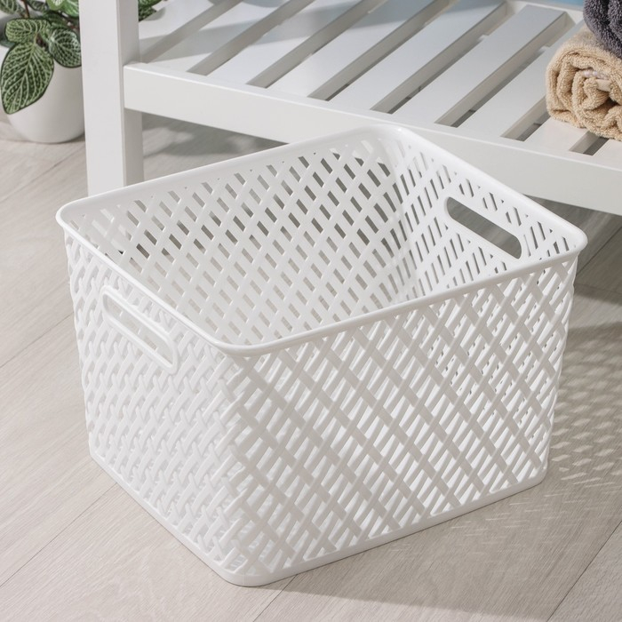 Корзина для хранения &laquo;Плетёнка&raquo;, 34,5&times;30&times;22,5 см, цвет белый