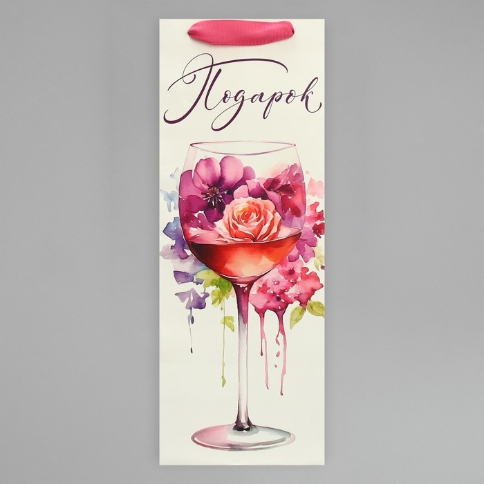 Пакет подарочный под бутылку, упаковка, &laquo;Бокал&raquo;, 36 х 13 х 10 см