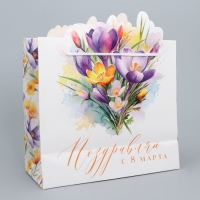 Пакет подарочный, упаковка, &laquo;От всего сердца&raquo;, цветы, 25 х 26 х 10 см