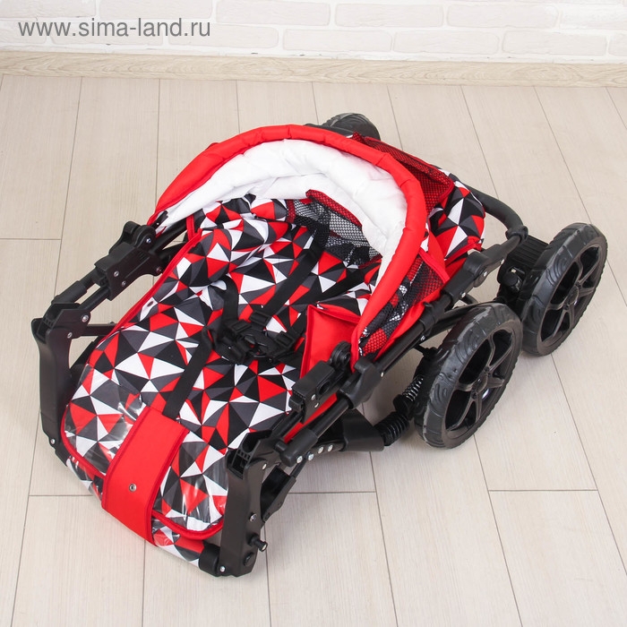 Коляска-трансформер &laquo;Гном&raquo;, пластиковые колёса, оттенки красного, рисунок МИКС