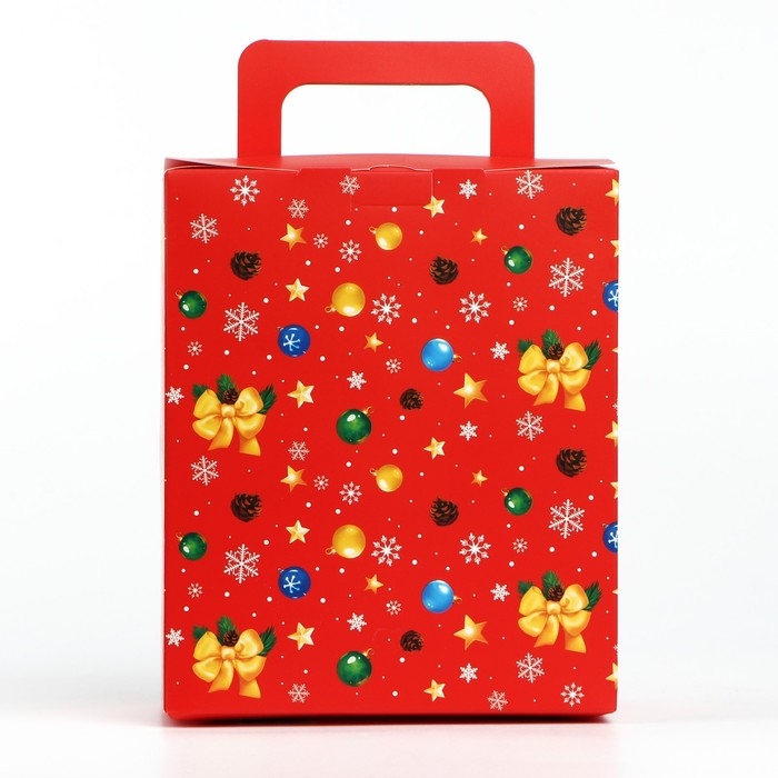 Подарочная коробка новогодняя новогодняя складная с 3D эффектом &laquo;Новогодний венок&raquo;, 18 x 15 x 7.5 см, Новый год