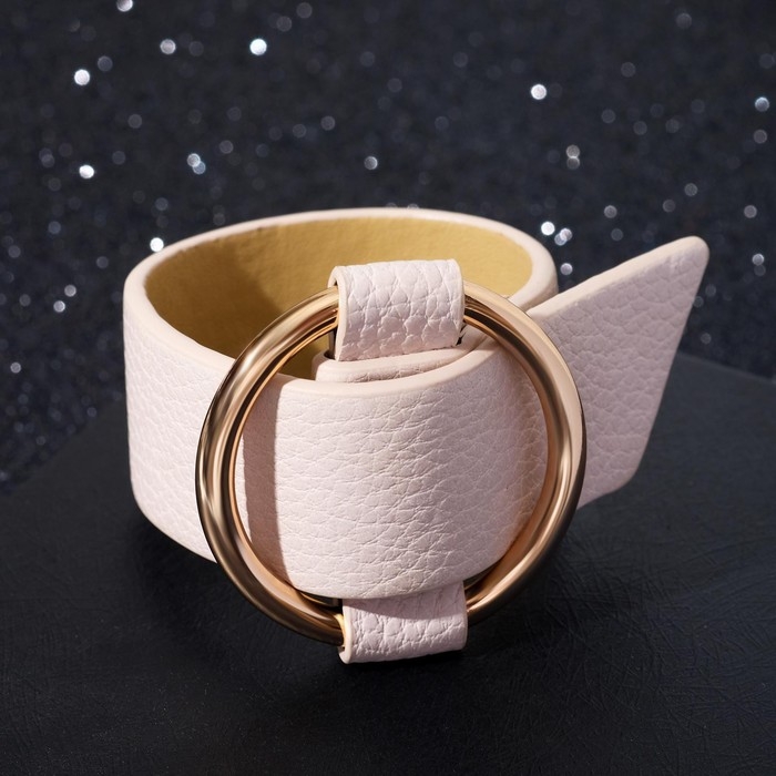 Браслет кожа &laquo;Помпеи&raquo; захват, цвет светло-бежевый в золоте, 24 см