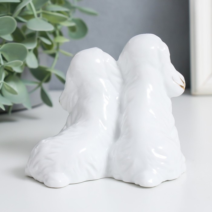 Сувенир керамика "Собачки породы спаниель" белый, стразы 8,2х9,3х7,3 см