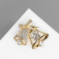 Брошь &laquo;Колокольчики&raquo;, цвет белый в золоте