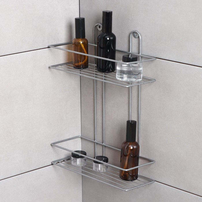 Полка прямоугольная 2-х ярусная, 26,5&times;10,5&times;35 см, цвет хром