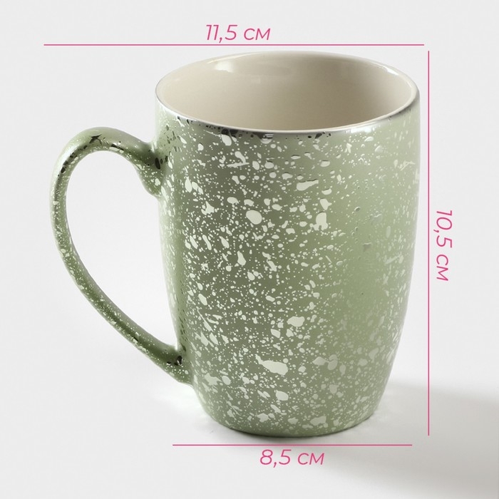 Кружка керамическая Доляна &laquo;Блеск&raquo;, 350 мл, цвет зелёный