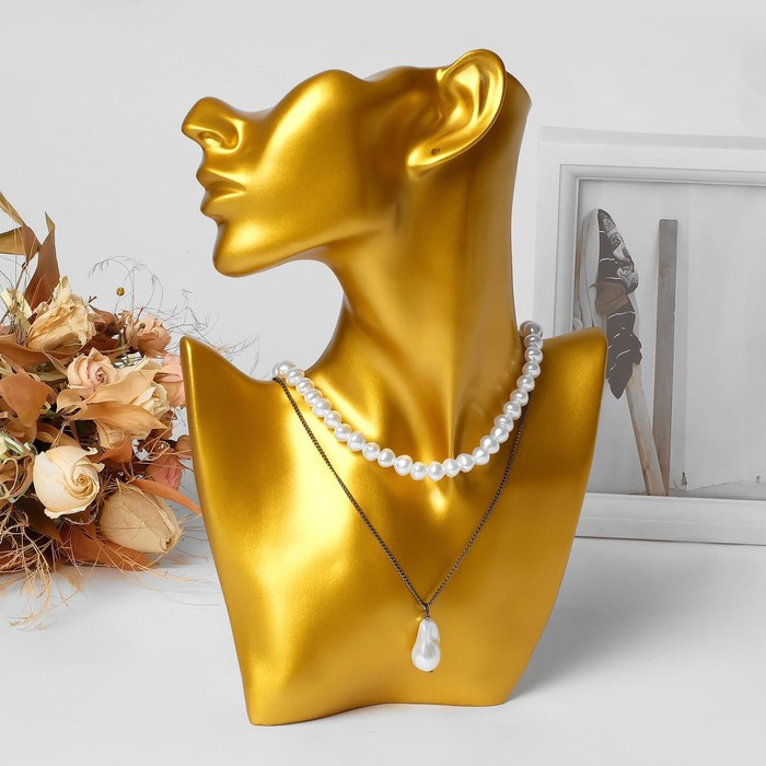 Бюст для украшений, пол-лица, отверстие под серьгу, 18&times;5&times;26, цвет золото