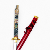 Сувенирное оружие &laquo;Катана на подставке&raquo;, красные ножны, голова дракона на рукоятке, 108 см