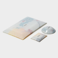 Набор для суши из стекла Доляна &laquo;Абстракция&raquo;, 3 предмета: соусники 8&times;2 см, 8&times;6 см, подставка 25&times;15&times;2 см