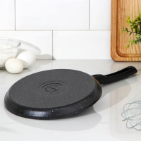 Сковорода блинная, d=22 см, пластиковая ручка, антипригарное покрытие, цвет тёмный мрамор