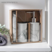 Набор аксессуаров для ванной комнаты &laquo;Сила&raquo;, 3 предмета (мыльница, дозатор для мыла 350 мл, стакан), цвет серый