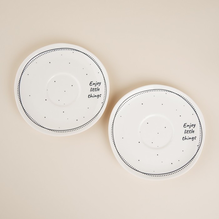 Набор чайный фарфоровый SL Home &laquo;Милый дом&raquo;, 4 предмета: 2 чашки 275 мл, 2 блюдца d=15,5 см, цвет белый