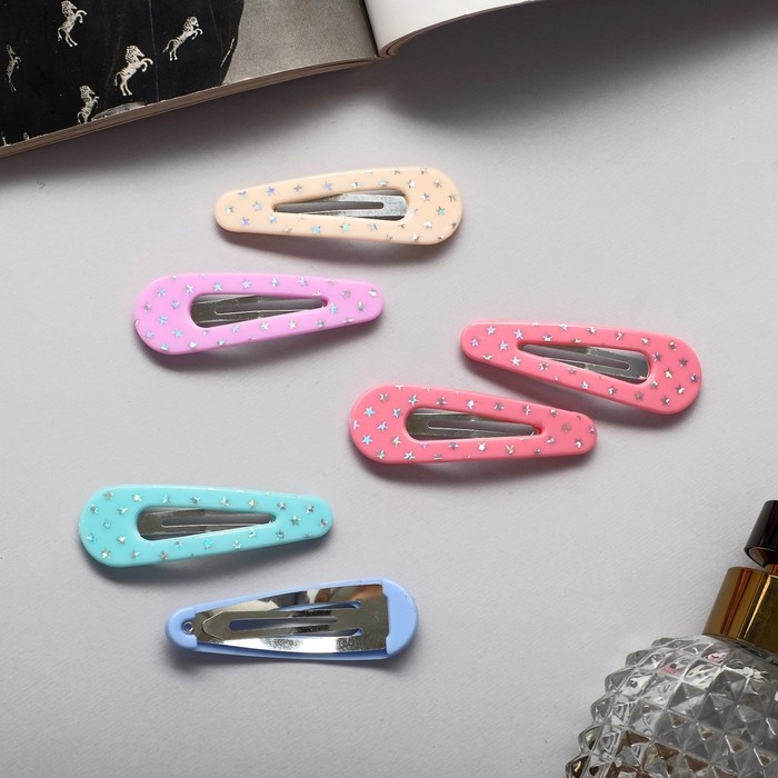 Невидимка для волос "Беатрис" (набор 6 шт) блеск, 5 см