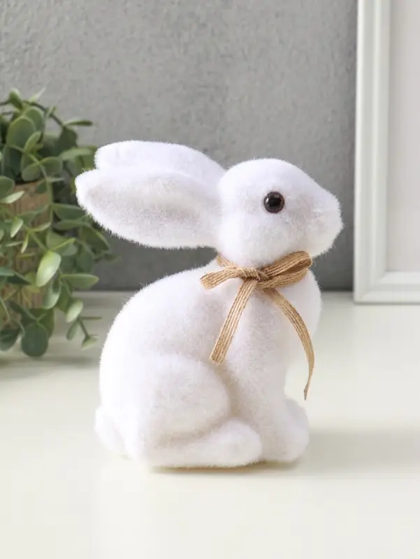 Сувенир пасхальный "Белый заяц с бантиком" 8х13х15 см