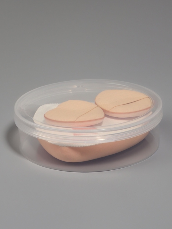 Набор спонжей д/макияжа 3шт: сердце, овал, треугол б/увел в пласт футл латекс беж пакет QF