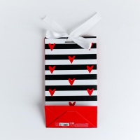 Пакет подарочный с лентой, упаковка, &laquo;Тому, кого люблю&raquo;, 13 х 23 х 7 см