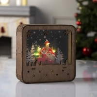 Светодиодная фигура &laquo;Замок с оленями&raquo; 15 &times; 15 &times; 5 см, дерево, батарейки АААх2 (не в комплекте), свечение тёплое белое