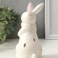 Сувенир керамика свет "Зайка с бантом" белый 7,5х8х15,5 см