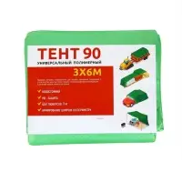Тент защитный, 6 &times; 3 м, плотность 90 г/м&sup2;, УФ, люверсы шаг 1 м, зелёный