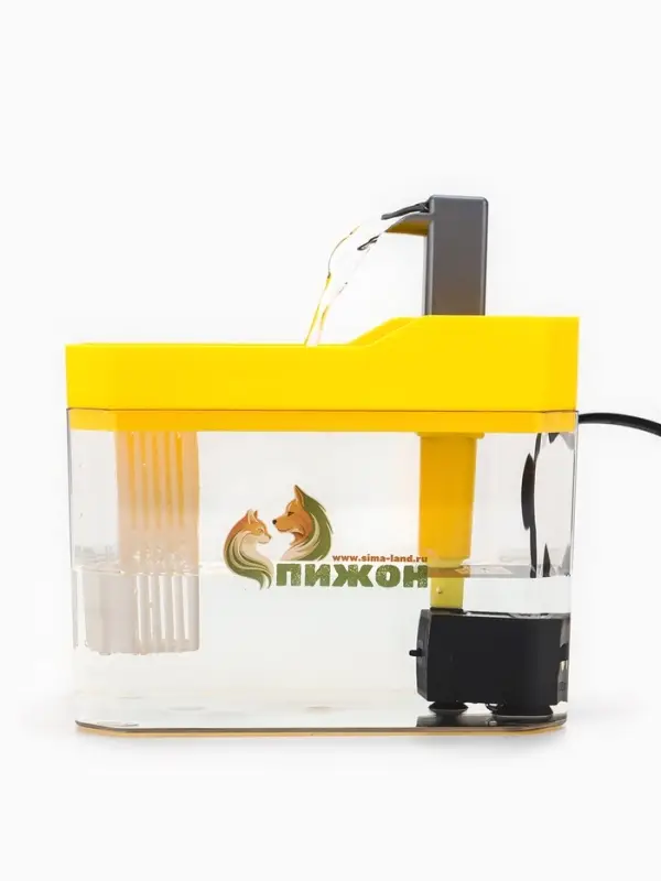 Фонтан для кошек и собак 1,5 л, 16,5 х 11,5 х 12 см, евророзетка, жёлтый