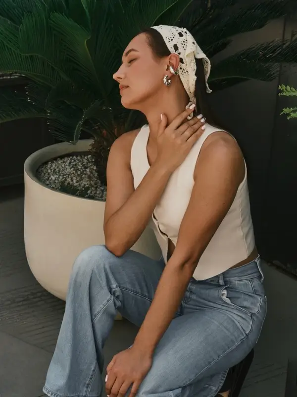 Набор серьга и каффы "Бублики" набор 3 шт, цвет серебро