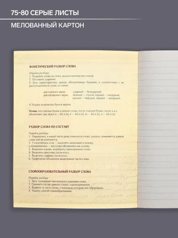 Тетрадь предметная 48 листов в линейку Calligrata, &laquo;Металл. Русский язык&raquo;, обложка мелованный картон, серые листы