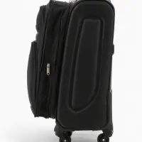 Чемодан 20", Текст, 37*23*55, отд на молнии, 2 нар/карм, увелич, код замок, 4 колеса, черный   10872