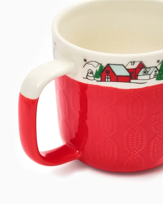 Кружка чайная керамическая &laquo;Новогодняя деревушка&raquo;, 350 мл, ручная работа