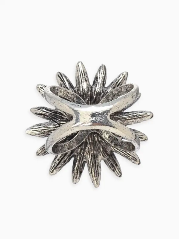 Кольцо для платка "Цветок Астра", цвет белый в чернёном серебре