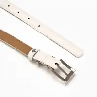 Ремень жен 03-01-02-01, Июнь2502, 2*0,3*110 см, без винта, пряж металл, 1 прокол, белый
