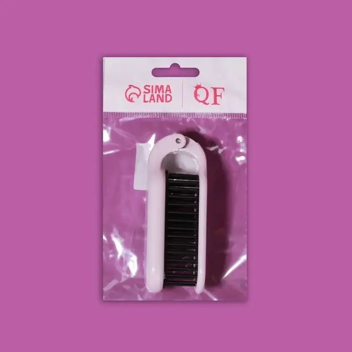 Расчёска массажная, складная, с зеркалом, 3 &times; 10 см, цвет МИКС