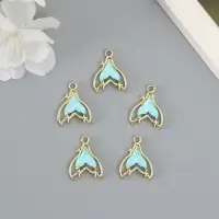 Декор для творчества металл, страз "Хвост русалки" голубой 2,1х1,6 см