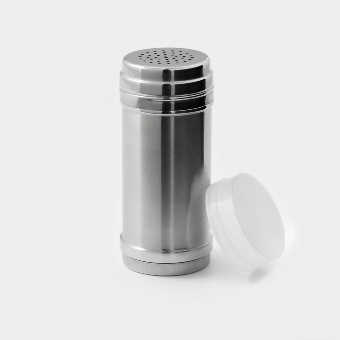 Баночка для сахарной пудры и корицы, 400 мл, нерржавеющая сталь, серебристая