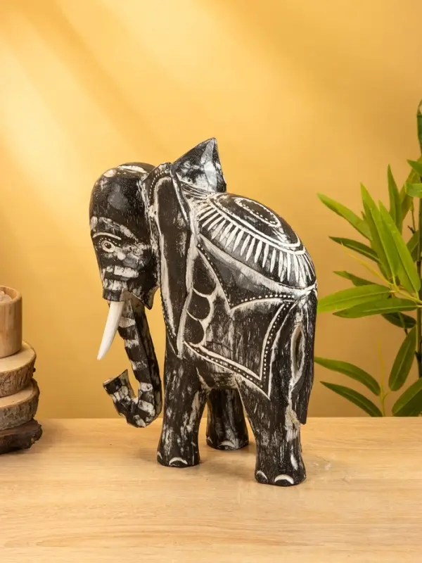 Сувенир "Слон" дерево 24х9х30 см, цв. чёрно-белый
