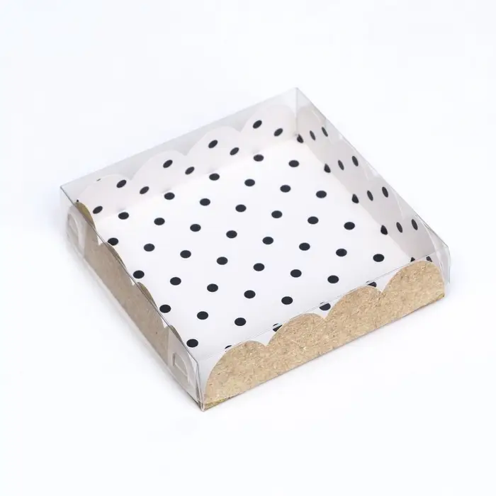 Коробка для печенья, &laquo;Горох&raquo;, крафт 12&times;12&times;3 см