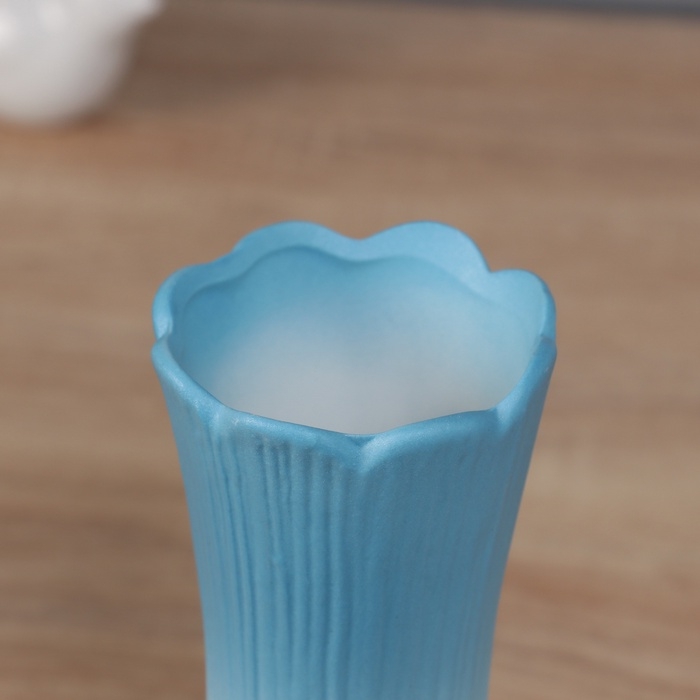 Ваза керамика настольная "Хайди" талия галант, 21х7 см, бело-голубой