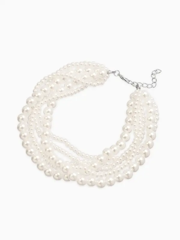 Обвес на штаны "Бусины жемчужные", цвет белый в серебре 25+удл