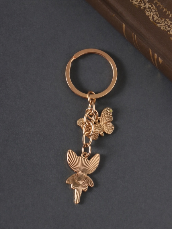 Брелок металл, эмаль "Дюймовочка и бабочка" зелёный 9 см