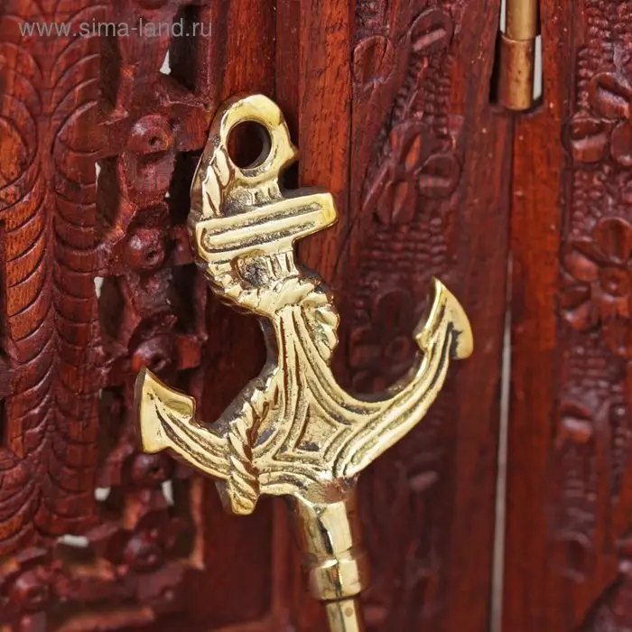 Ложка для обуви "Якорь с канатом" латунь 52х5,5х1 см