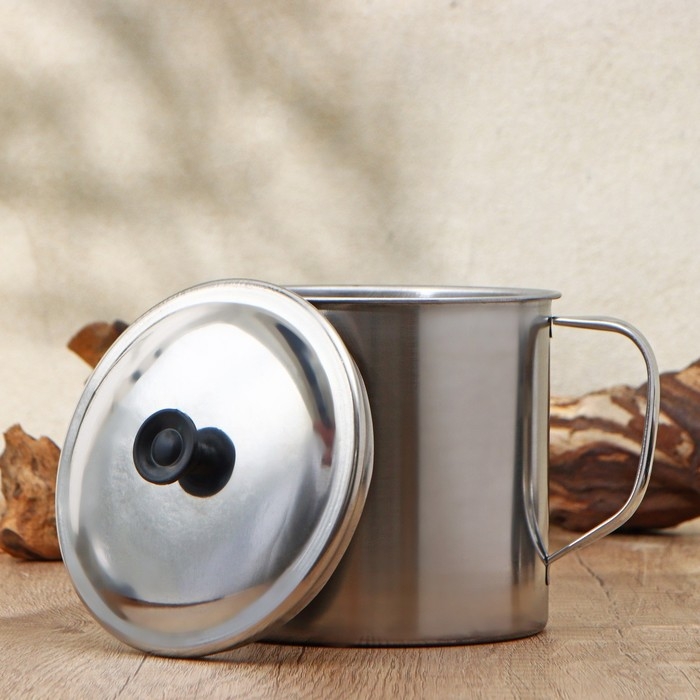 Кружка из нержавеющей стали с крышкой &laquo;Вестерн&raquo;, 800 мл, d=11 см, цвет хромированный