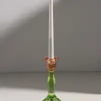 Подсвечник стекло "Градиент. Грани" оранжево-зелёный d=2,2 см 10х10х19 см