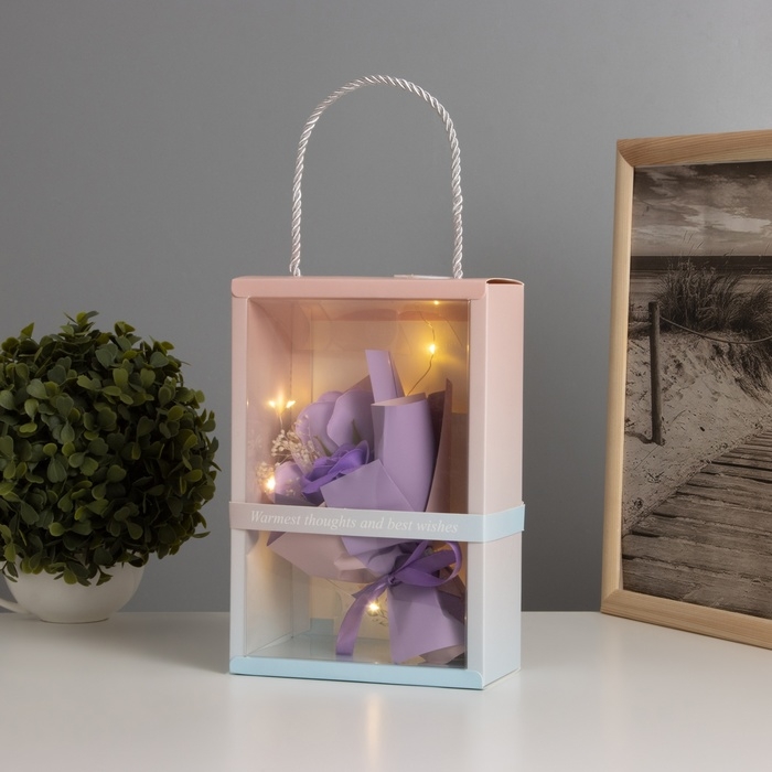 Ночник &laquo;Букет роз&raquo; розовый LED 3хAG10 7.5х15.5х23см