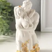 Статуэтка "Влюбленные" 14х6 см, гипс, белый с позолотой