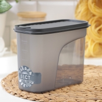 Ёмкость для сыпучих продуктов &laquo;Бест&raquo;, 1,5 л, 9,5&times;19&times;14 см, прозрачный, крышка серая