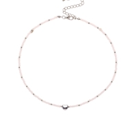 Чокер &laquo;Сердце&raquo; бусина №4, цвет белый в серебре, 35 см