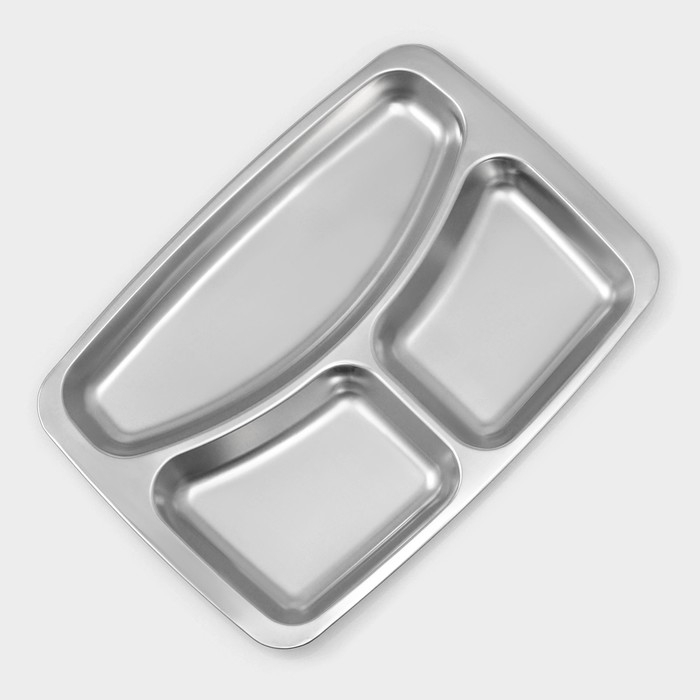 Поднос из нержавеющей стали, 3 секции